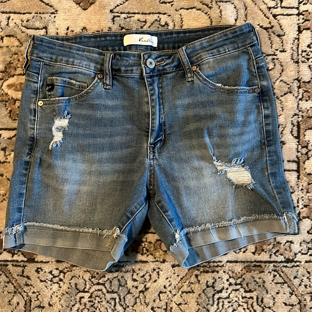 Kansan Size 29 Kloe Low Rise Frayed Hem Roll Cuff Denim Shorts